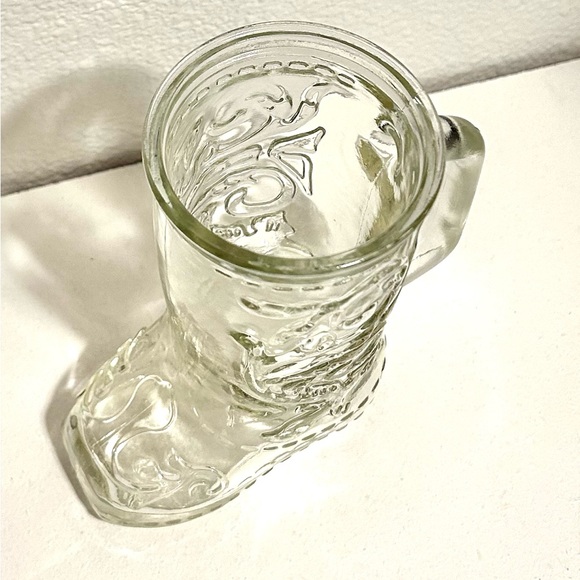 Tall Glass Mug Vintage Cowboy Cowgirl mug with handles Clear glass. Milk Mug - Picture 4 of 6
